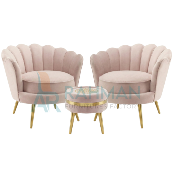 Premium Shell Back Velvet Bedroom Chair Set