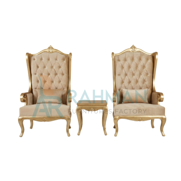Luxury Gold Wingback Chair Set
