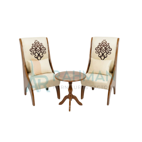 Luxury Brown Shell-Back Velvet Bedroom Chair Set
