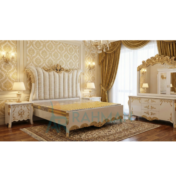 Luxury White & Gold Bed Set