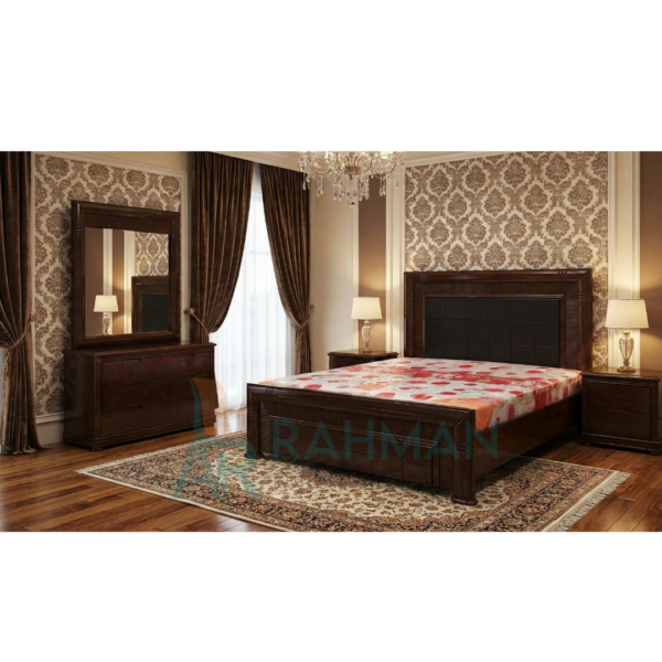 Modern Walnut Wooden Bed Set