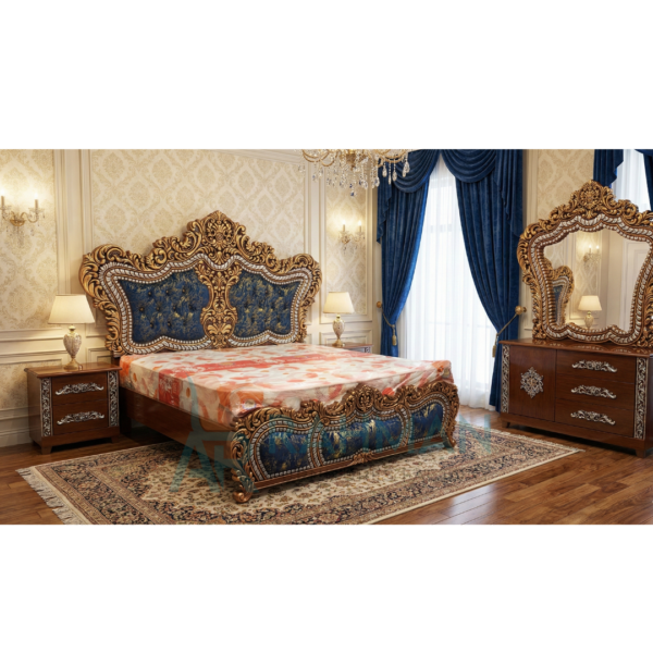 Majestic Walnut Carved Bed Set