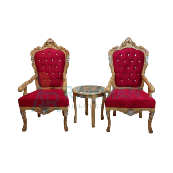 Classical Red Velvet Bedroom Chair Set
