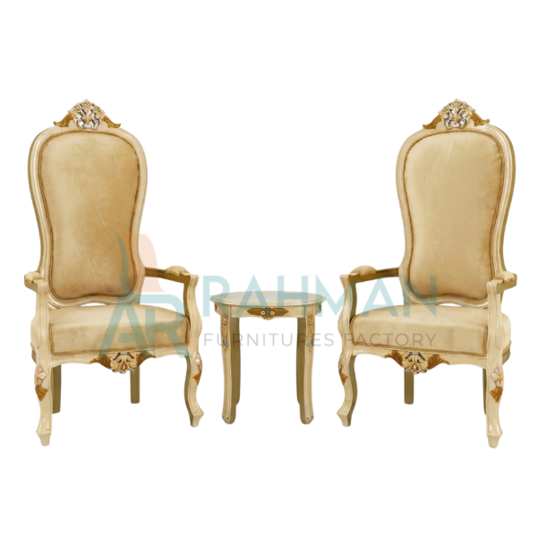 Classic Champagne Gold High-Back Bedroom Chair Set
