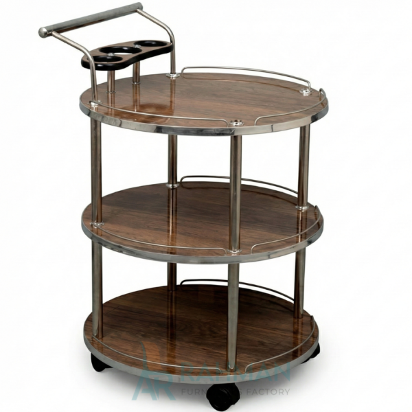 Modern Round Wooden Tea Trolley