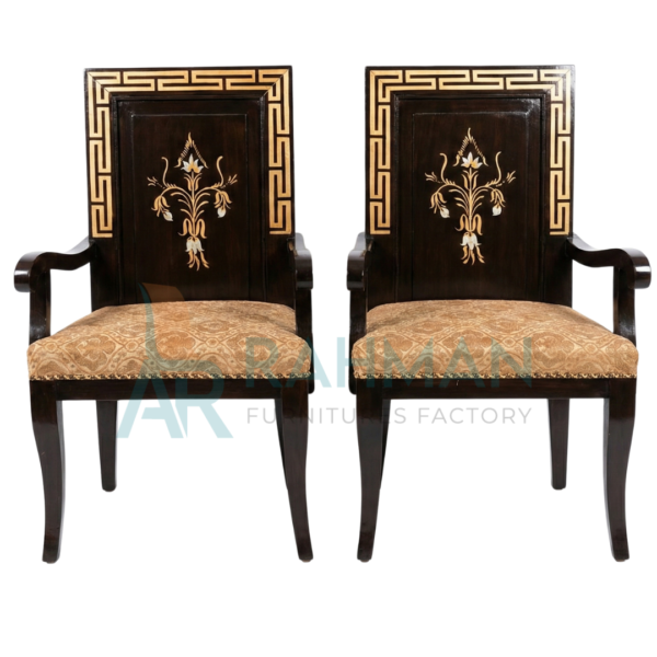 Antique Dark Wood Armchair Set