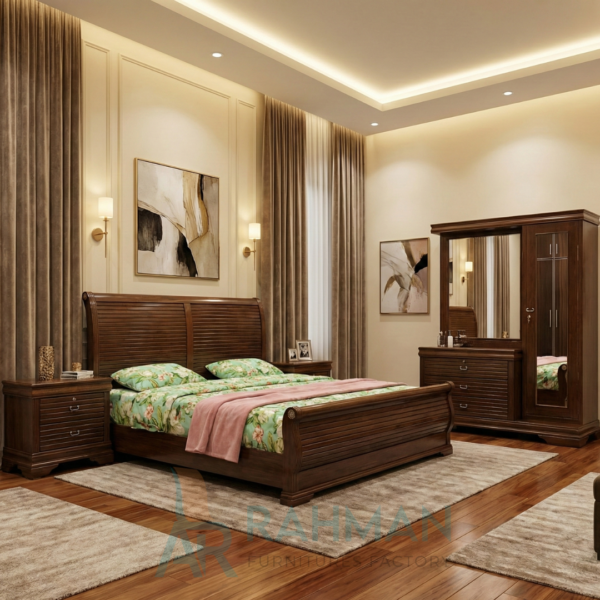 Classical Wooden Sleigh Bed Set