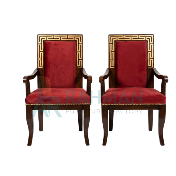 Royal Versace-Style Red Velvet Armchair Set