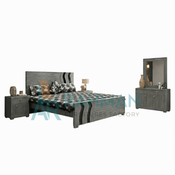 S Bed Modern Grey Wooden Set