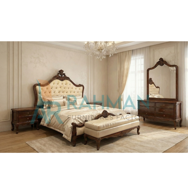 Classic Rosewood Finish Luxury Bed Set